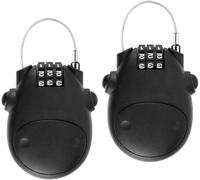 Kyaoayo-Cadenas À Combinaison À 3 Chiffres, 2 Cadenas De Sécurité, Câble Rétractable De 77 Cm Pour Bagages, Vélo, Ski, Snowboard (Noir)
