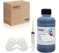 KYAOAYO-Cartouche D'Imprimante Universelle 250Ml 8.79Oz Noir Recharge D'Encre Canon Lexmark Brother Cartouche Rechargeable Et Encre De Teinture Ciss Avec Seringue Et Gants (250Ml)