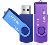 KYAOAYO-Clé Usb 16 Go Lot De 2 Cle Usb 2.0 Flash Drive Stockage Rotation Disque Mémoire Stick Avec Lumière Led(Bleu Violet