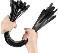 KYAOAYO-Collier Attaches De Câble Long 500Mm X 12,4Mm Attaches De Câble En Nylon Noir Rilsan, 30Pcs Serflex Noir Large Ziptie Extra Longues Fortes, Attaches De Câble En Plastique