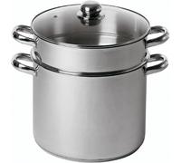 Kyaoayo-Combiné Traiteur Couscoussier Forme Droite - Acier Inox - Couvercle Verre - Tous Feux Dont Induction - Triple Fond Diffuseur - Ø26cm, 11l, Argenté