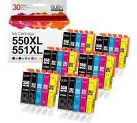 KYAOAYO-Compatible Cartouches D'Encre Remplacement Pour Canon 550Xl 551Xl Pour Pixma Ip7250 Ip8750 Mx925 Mg5650 Ix6850 Mx725 Mg5550 Mg6350 Mg6450 Mx920 Mg6650 (Pgbk Noir Cyan Magenta Jaune, 30-Pack)