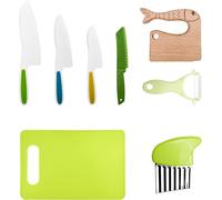 KYAOAYO-Couteau Enfant Qui Ne Coupe Pas, Lot De 8 Kit Cuisine Enfant 2 Ans, Ustensiles De Cuisine Enfant, Couteaux Enfants Cuisine, Couteau Bebe, Couteaux Montessori, Pour Fruits, Pain, Légumes