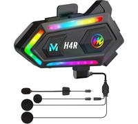 KYAOAYO-couteurs Casque Moto, H4R Lumière Rgb Kit Main Libre Moto Casque Scooter Sans Fil À U Unique Avec Micro Ai Commande Vocale Réduction Du Bruit Étanche, Écouteurs-Main-Libre