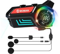 KYAOAYO-couteurs Casque Moto, H4S Lumière Led&Rgb Kit Main Libre Moto Casque Scooter Sans Fil Avec Micro Ai Commande Vocale Réduction Du Bruit Ipx6 Étanche, Écouteurs-Main-Libre