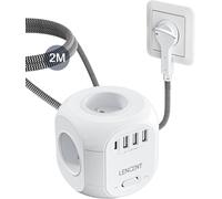 KYAOAYO-Cube Rallonge Électrique Multipr 2M Avec 4 Pr s Ac, 3 Usb Et 1 Type C, Fiche Plate, Protection Contre Les Surtensions Avec Interrupteur Pour Cuisine, Bureau, Tressé Câble