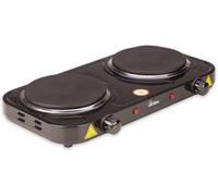 KYAOAYO-Cuisini¿¿re ¿¿lectrique En Acier Peint De 2500W Pour Le Camping Et La Cuisine Avec 2 Plaques En Fonte De 15,5 Cm Et 18 Cm De Diam¿¿tre Et 2 Thermostats Mod¿¿le Tikappa Ar1F21 Noir