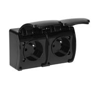 KYAOAYO-Double Pr Electrique 2X2P+T Pr Murale Double Ip44 Pr Etanche Exterieur Version Franca Couleurs Au Choix Double Pr Exterieure Etanche (Noir)