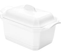 Kyaoayo-Eh119706 Terrine À Foie Gras 0.6 Litres Avec Presse Céramique Blanc Farine 19 X 12 X 7,3 Cm