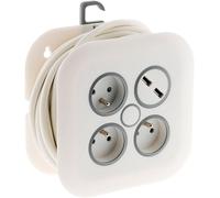 KYAOAYO-Enrouleur Domestique 3 X 2P+T + 2X Usb - 7M - Blanc -