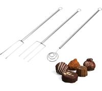 Kyaoayo-Ensemble De Fourchettes Pour Tremper Le Chocolat, 3 Pièces - Couverts À Pralines En Chocolat, Fourchette Spirale Et 2 Fourchettes Pour Saisir, Tenir Et Placer - Acier Inoxydable