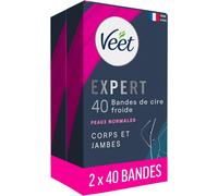 Kyaoayo-Expert - Lot De 80 Bandes De Cire Froide Corps & Jambes - Peaux Normales - Finition Parfaite - Epilation Longue Durée - Lot De 2x40 Bandes