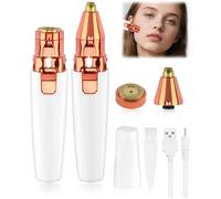 KYAOAYO-Face Épilateur Electrique Pour Femmes 2 En 1 Rasoir Vi Electrique Sourcils Lumière Led Intégrée Usb Rechargeable Rasoir Électrique Indolore Pour Epilation Sourcil Vi Lèvres Bikini Bras 2 Tête