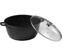 Kyaoayo-Faitout Avec Couvercle - Fonte D'aluminium Façon Pierre - Revêtement Anti-Adhésif - 32 Cm - 9,3 L - Tous Feux Dont Induction - Maniques En Silicone