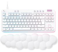 KYAOAYO-G713 Avec Câble Et Éclairage Rvb Lightsync, Commutateurs Tactiles (Gx Marron) Et Repose-Mains Pour Clavier, Compatible Avec Pc Et Mac - Blanc
