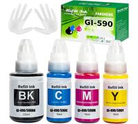 KYAOAYO-Gi590 Gi490 Encre Compatible Avec Canon Gi-590 Gi 490 Bouteille D'Encre Multipack Pour Pixma G1400 G1410 G2400 G2410 G3400 G4400 G4411 G1500 G1510 G2500 G2510 G3500 G3510 G4500 G1501 (4 Pack
