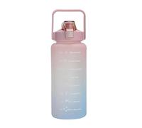 kyaoayo Grande bouteille d'eau de 2 l, bouteille de motivation, avec paille et marqueur de temps, potable et refermable, pour le vélo, l'école, la salle de sport (rose)