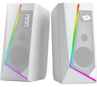 KYAOAYO-Gs520 Haut-Parleurs De Bureau Rvb, Haut-Parleur Stéréo 2.0 Canaux Pour Ordinateur Avec 6 Modes Led Colorés, Son Amélioré Et Contrôle Du Volume Facile D'Accès, Alimenté Par Usb Avec Câble De