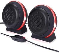 KYAOAYO-Haut-Parleurs Ordinateur De Bureau, Enceinte Avec Subwoofer, Conducteurs 5W Puissants Et Contrôle De Volume En Ligne - Led Scintillantes, Usb 2.0 Actionnées, Connexion De 3.5 Mm Pour Pc- Roug