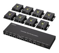 KYAOAYO-Hdmi Extender Splitter 1 Entrée 8 Sorties 50M 165Ft Sur Cat6 7 Ethernet Transmetteur Récepteur Pr En Charge Des Préréglages Edid 1080P@60Hz Poc