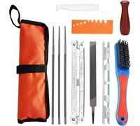 KYAOAYO-Kit D'Affûtage Universel Pour Chaîne De Tronçonneuse Portable Kit Affutage Chaine Tronçonneuse 11 Pièces Avec Limes Rondes 4/4,8/5,5Mm Lime Plate Manche Guide De Lime Et Pochette