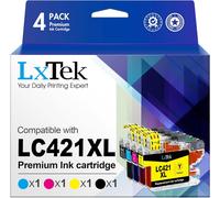 KYAOAYO-Lc421Xl Lot De 4 Cartouches D'Encre De Rechange Pour Brother Lc421 Lc-421 Xl Val - Compatibles Avec Brother Dcp-J1050Dw Dcp-J1140Dw Mfc-J1010Dw (Noir/Cyan/Magenta/Jaune)