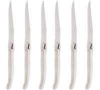 Kyaoayo-Les Argentes Set De 6 Couteaux Inox - Lame 11,5 Cm - Manche Acier 410 - Boîte Couleur - Logo Laguiole Pour Élégance Et Précision Lors Des Repas Festifs