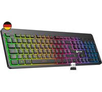 Kyaoayo-Light V2 Clavier Sans Fil Qwertz De + Fin, Ergonomique, Discret, Waterproof, Silencieux + Clavier Gamer Rétroéclairé Pour Pc Mac Ps4 Xbox One + Batterie Intégrée Longue Durée + Nouveauté 2022
