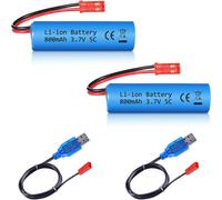 KYAOAYO-Lot De 2 Batteries Li-Ion 3,7 V 800 Mah Avec Chargeurs Usb Jst Rc - Batterie Rechargeable 1S Compatible Avec Les Camions De Construction Huina Rc