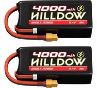 Kyaoayo-Lot De 2 Batteries Lipo 11,4 V 3s 85 C 4000 Mah Rc Rechargeable Avec Connecteur Xt60 Pour Rock Crawler Hélicoptère Avion Drone Bateau Modèles De Course-Hilldow