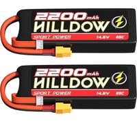 Kyaoayo-Lot De 2 Batteries Lipo 14,8 V 4s 85 C 2200 Mah Avec Prise Xt60 Pour Modèles Télécommandés, Avions, Hélicoptères, Quadricoptères, Drone Fpv-Hilldow
