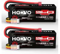 Kyaoayo-Lot De 2 Batteries Lipo 3s 11,1 V 5200 Mah 80 C Avec Prise Deans T Plug Rc Pour Voiture, Camion, Hélicoptère, Avion, Rock Crawler, Hélicoptère, Voiture, Camion, Bateau (2 Paquets)-Hoovo