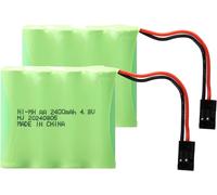 KYAOAYO-Lot De 2 Batteries Nimh Rc 4,8 V 2 400 Mah Avec Connecteurs Hitec, Batterie Compatible Avec Contrôleur D'Avion Rc Futaba, Avions Rc, Récepteur D'Hélicoptère Rc, Futaba, Jr Et Autres Modèles