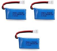 Kyaoayo-Lot De 3 Batteries Lipo Rechargeables 3.7v 380mah Pour Drones Compatible Avec Hubsan X4 H107l/C/D, V252, Jxd 385 Haute Qualité, Bleu Clair/Bleu-Yunique Green-Clean-Power Bleu