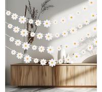 Kyaoayo-Lot De 4 Bannières Décoratives En Forme De Marguerite - Décoration D'anniversaire - Guirlande De Fleurs Pour Fête De Fille, Mariage Et Fête D'été - Décoration Florale D'anniversaire Avec Ser