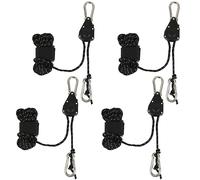 Kyaoayo Lot de 4 cordes à cliquet robustes avec crochets, cordes de haubanage, corde de 4 mm, corde de sauvetage avec tendeur de câble, 4 m de long, pour bâche de tente en plein air, camping, noir