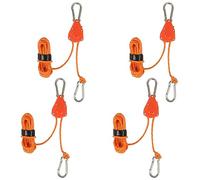 Kyaoayo Lot de 4 cordes à cliquet robustes avec crochets, cordes de haubanage, corde de tente de 4 mm, corde de sauvetage avec tendeur de câble, 4 m de long, corde de tente lumineuse pour bâche de