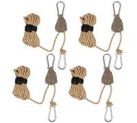 Kyaoayo Lot de 4 cordes à cliquet robustes avec crochets, cordes de haubanage, cordes de tente, cordes de sauvetage de 4 mm de long, 4 m de long, corde de tente lumineuse pour bâche de tente, camping