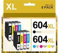 KYAOAYO-Lot De 8 Cartouches D'Encre 604 Xl Compatibles Avec Les Cartouches 604 Xl Pour Xp 2205 Pour Xp 3200 Xp 4200 Xp 3205 Xp 4205 Workforce Wf 2930