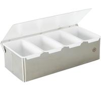 Kyaoayo-Louis - Boîte À Épices Et Condiments 4 Compartiments - Inox - Présentoir Et Distributeur Pratique Pour Épices, Ingrédients Et Garnitures À Portée De Main - Qualité Professionnelle