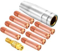 KYAOAYO-Mig Soudeur Consommable, 15Ak Torch Accessoire 1Buse Gas Conique, 10 Tube De Contact M6 1.0Mm 1 Supports Tube De Contact Convient Pour La Machine De Soudage De Pistolet Torche 15Ak - 12Pcs