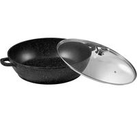 Kyaoayo-Mijoteuse 36 Cm En Fonte D'aluminium - Revêtement Anti-Adhésif Façon Pierre - Couvercle Verre & Poignées Silicone - Tous Feux Dont Induction