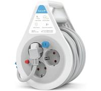 KYAOAYO-Mini Enrouleur De Câble, Gris, 10 M, Avec Poignée, 3 Pr s Schuko, Protection Enfant Et Protection Contre Les Surcharges, Enrouleur De Câble, Utilisation En Intérieur