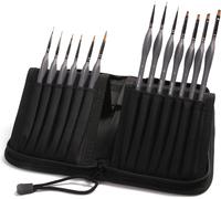 Kyaoayo-Miniature Painting Kit - (Set Of 13) Micro Detail Paint Brushes With Black Carrying Case For Painting Action Figures, Models, Nail Art, Fantasy Nails, Acrylic, Oil, Detail Art, Stained Glass