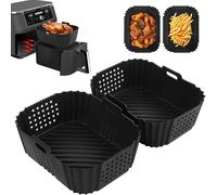 KYAOAYO-Moules Silicone Air Fryer 2 Pièces, Accessoires Pour Double Stack Xl 9.5L Sl400Eu (Sl400Uk/Af400Uk/Af300Uk), Plat Réutilisable Four/Micro-Ondes (19X14X7Cm)