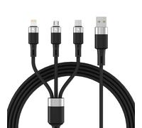 KYAOAYO-Multi Charging Cable, 3 In 1 Multiple Charger Cable Nylon Braided Multiple Usb Cable Universal Charging Cord With Type-C Micro Usb And Ip Port For Iphone14/13 Series/Cell Phones And More