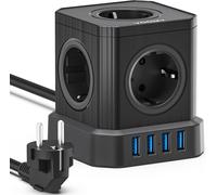 KYAOAYO-Multipr Cube 9-En-1 Avec Usb, 5 Pr s Avec 4 Ports Usb, Pr Avec Interrupteur, Parasurtenseur Avec Interrupteur Et Cable 2M, Rallonge Multipr 2500W, Noir