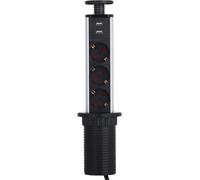 KYAOAYO-Multipr Encastrable Bloc Pr Escamotable À La Norme Européenne - Avec 3 Pr s De Courant 2 Usb Pr s - Diamètre 60Mm Câble 1,8M - Pour Cuisine Ou Bureau (Noir)