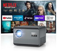 KYAOAYO-Netflix Certifié 1200 Ansi Smart Vidéoprojecteur 4K Supporté Avec Various Official Tv Apps, Auto Focus/Correction Trapézoïdale Full Hd 1080P Wifi6 Bluetooth Pour Home Cinema/Outdoor Handy Pro