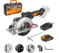 KYAOAYO-Nitro Scie Circulaire Sans Fil Brushless 20V Wx531, Lame 120 Mm, Coupe 46 Mm, Idéale Parquet, Bois, Métal, Carrelage Et Plastique, 1 Batterie 2Ah, Chargeur Rapide, 3 Lames Bois Métal Diamant
